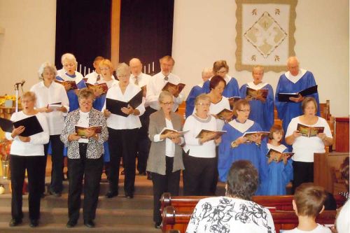 members of the St. Paul's/Trinity United church choir of Verona/Harrowsmith sang songs of praise at the 165th anniversary service held at St. Paul's United church in Harrowsmith on October 19
